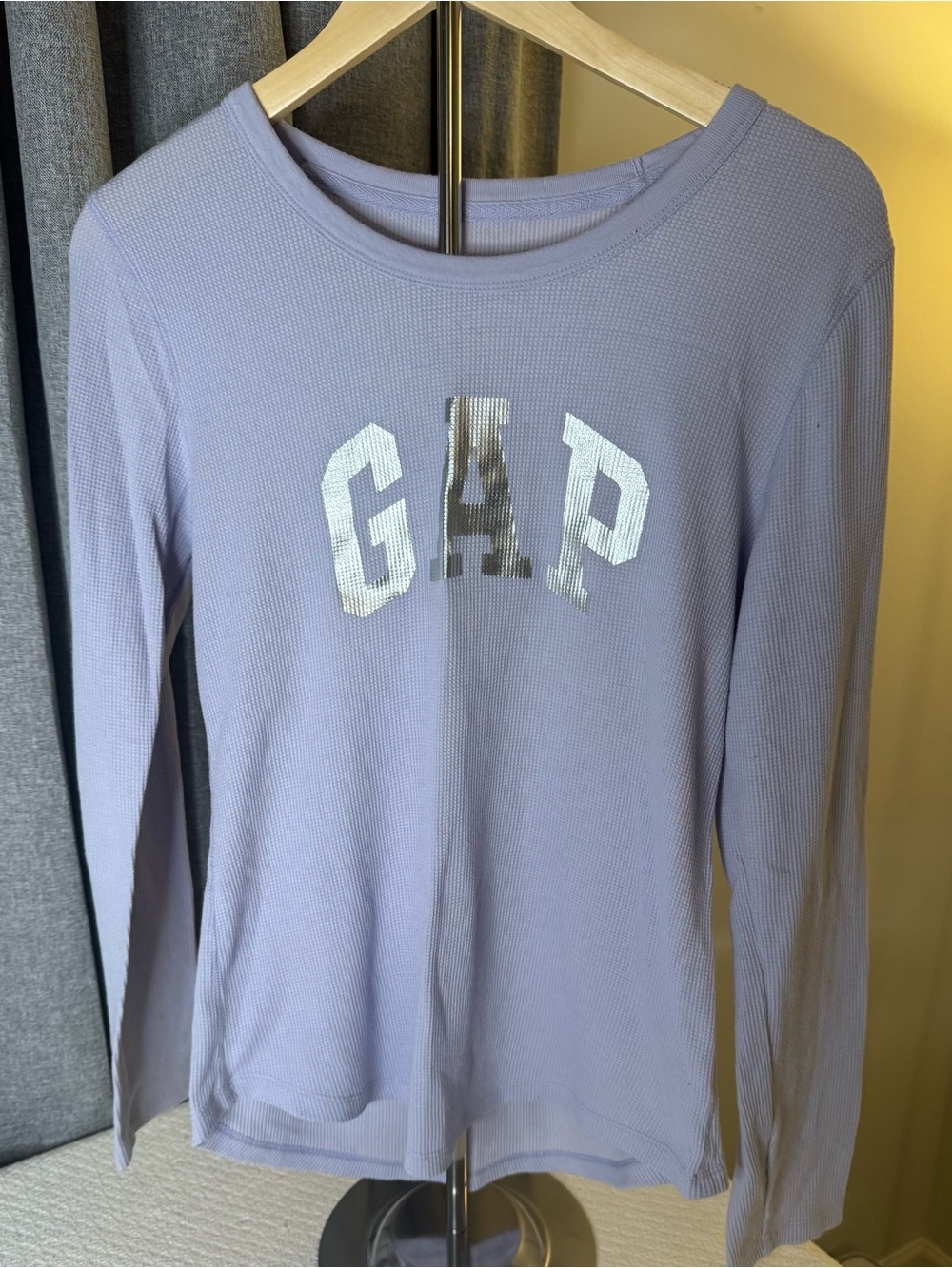 GAP Lavender Long Sleeve Thermal Top with Silver Logo
